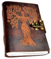 Tree Woman leather blank book with latch 5 x 7